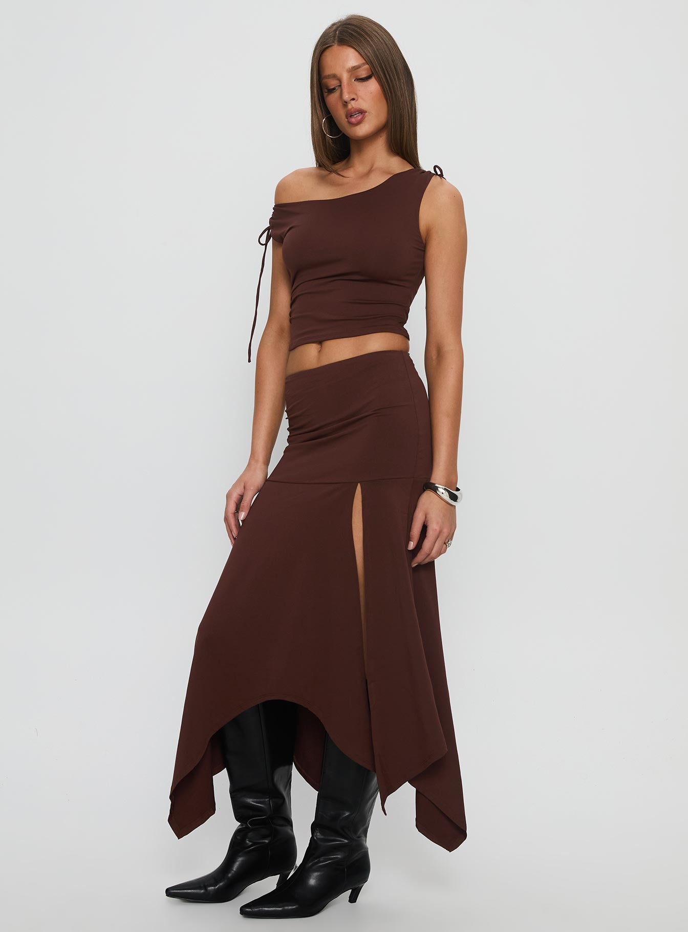 Azlynn Off Shoulder Set Brown - Image 4
