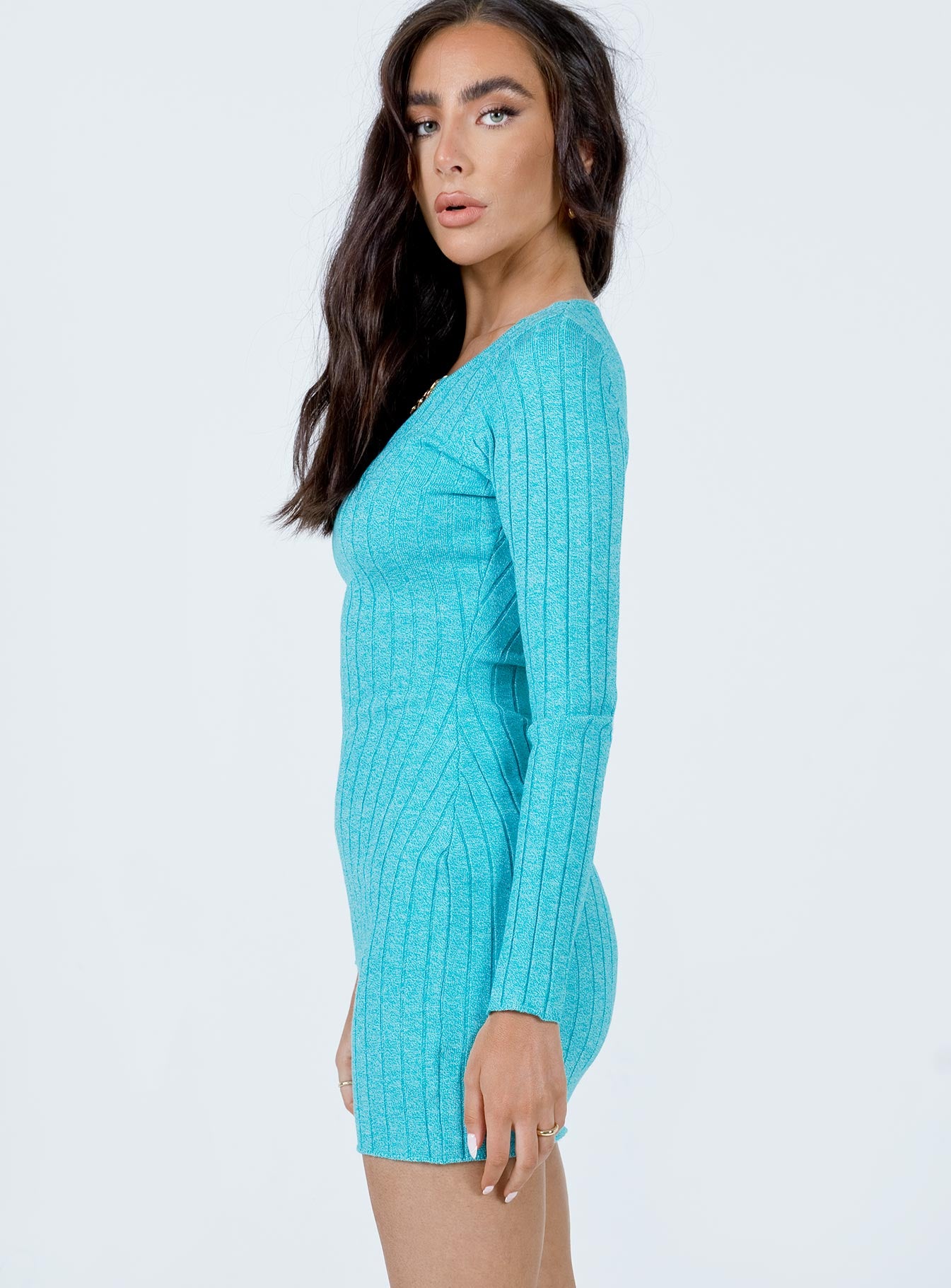 Shanti Long Sleeve Mini Dress Teal - Image 3