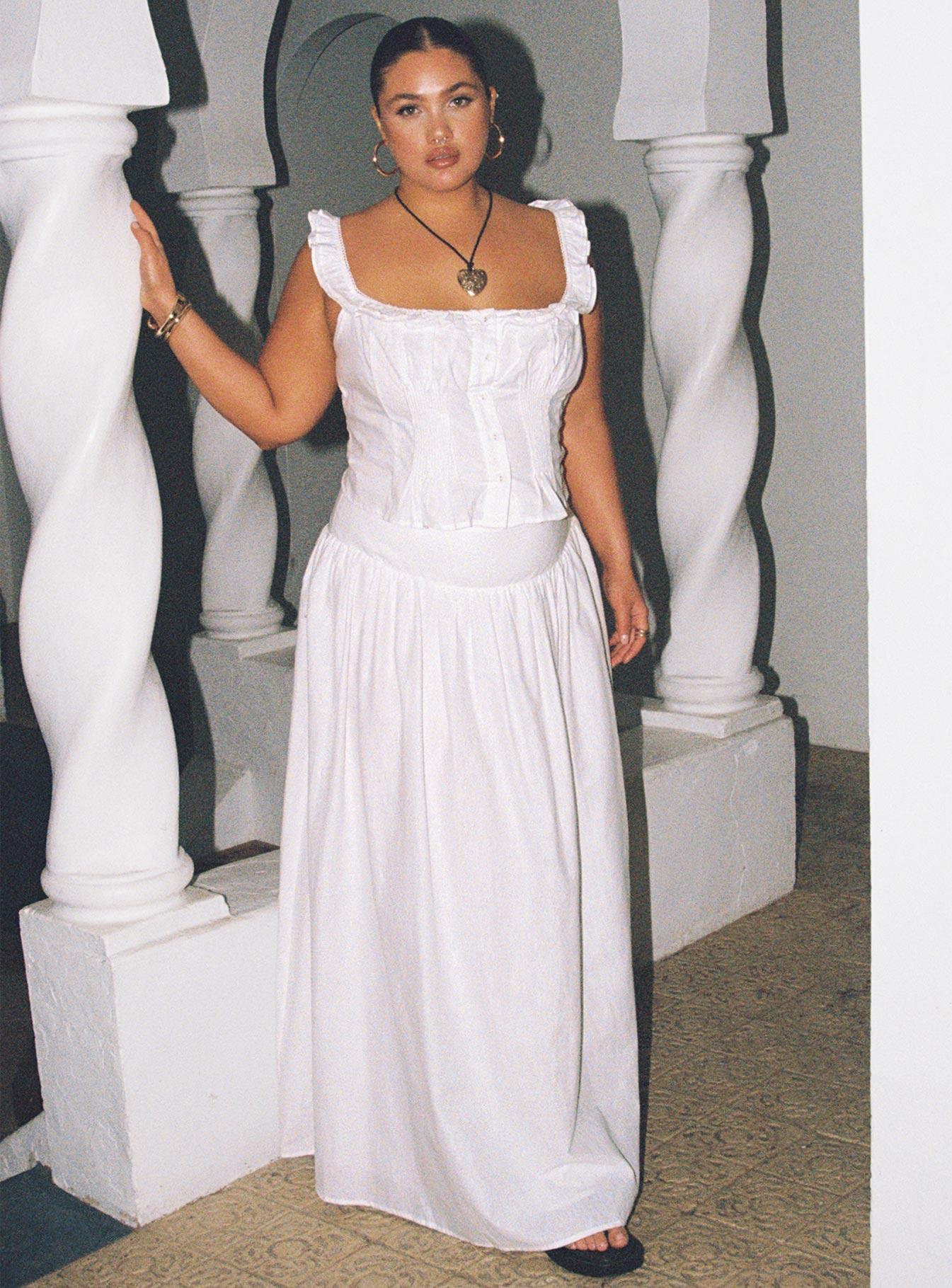 Valerio Maxi Skirt White Curve - Image 3
