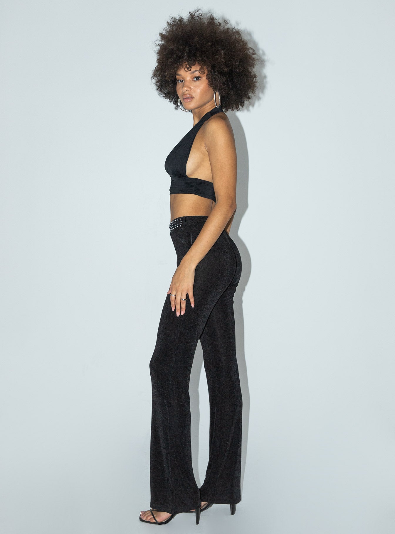 Motel Tarava Trouser Crepe Hotfix Diamante Black - Image 4