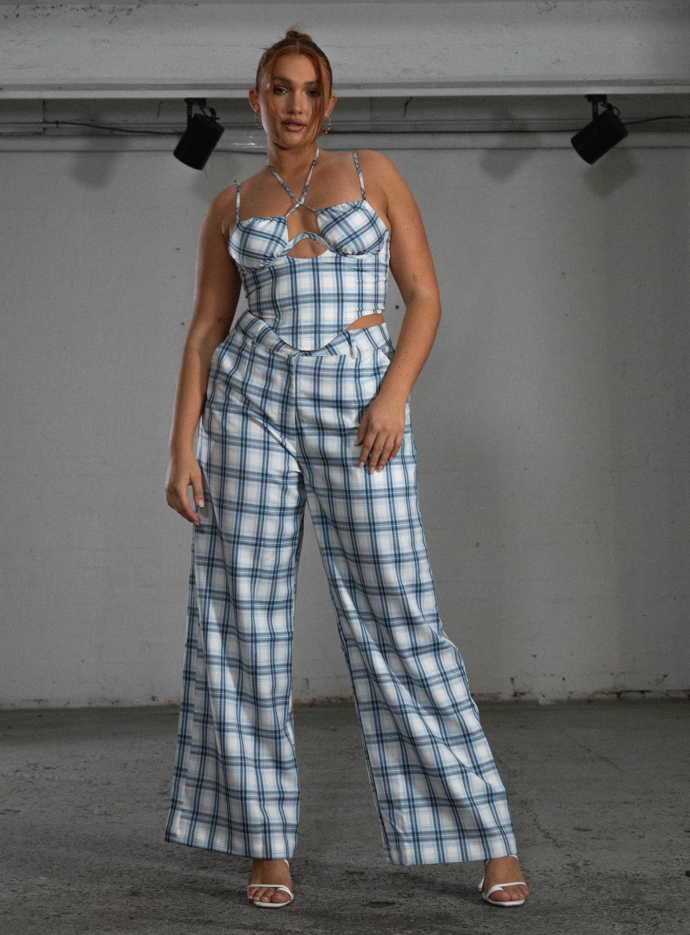 JGR & STN Cami Plaid Trouser Blue Check - Image 3