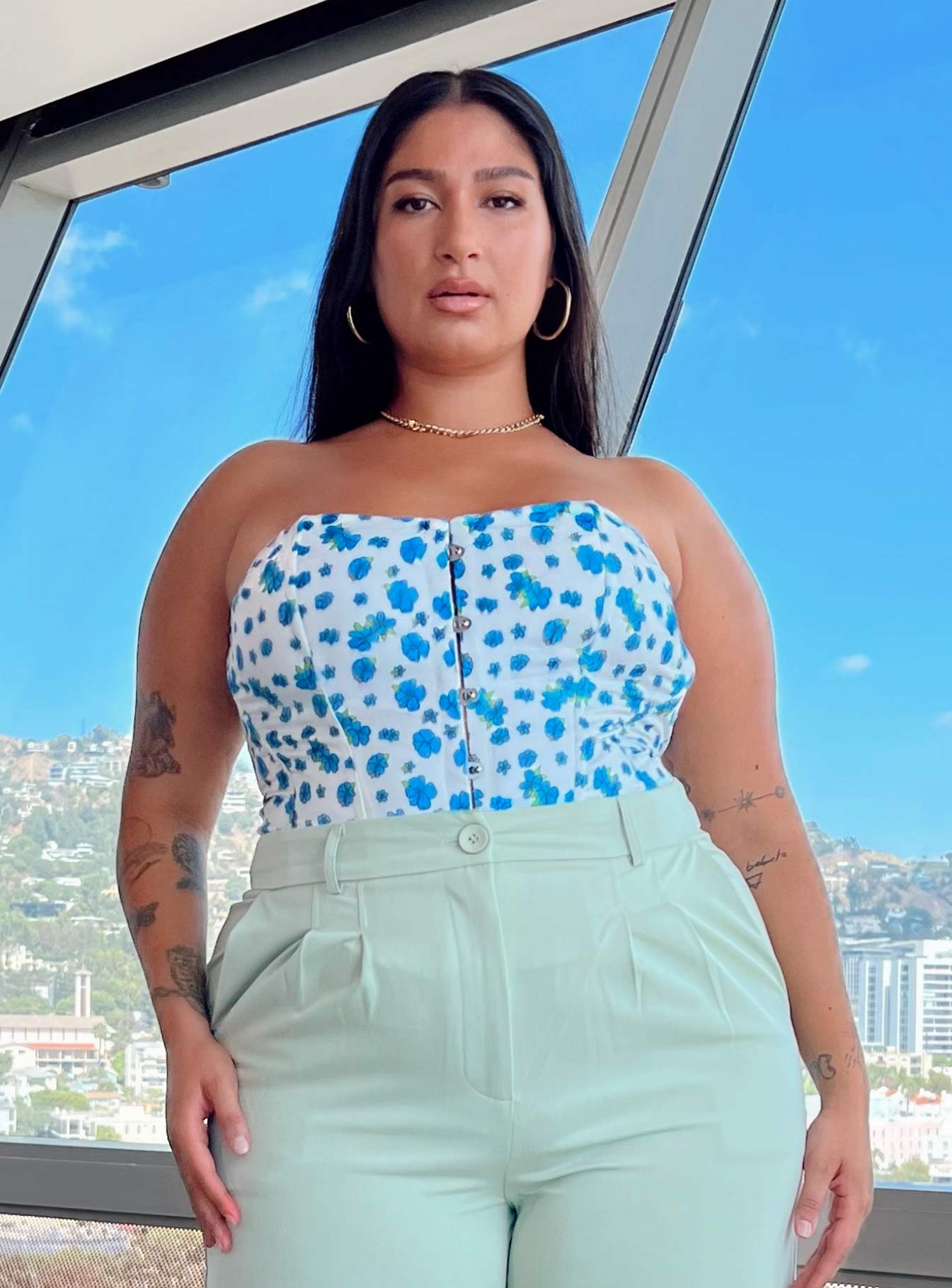 In The Moment Strapless Top White / Blue Curve - Image 3