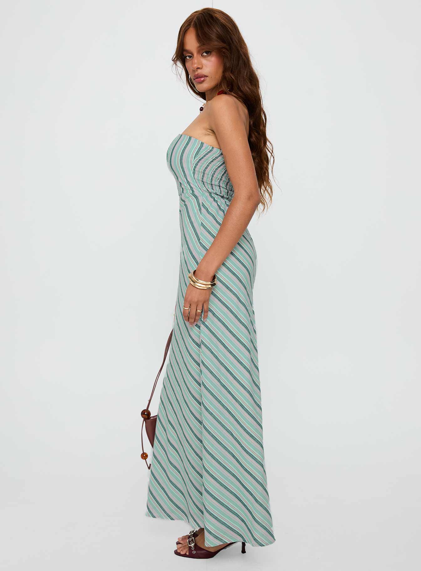 Finchie Strapless Maxi Dress Blue Stripe - Image 4