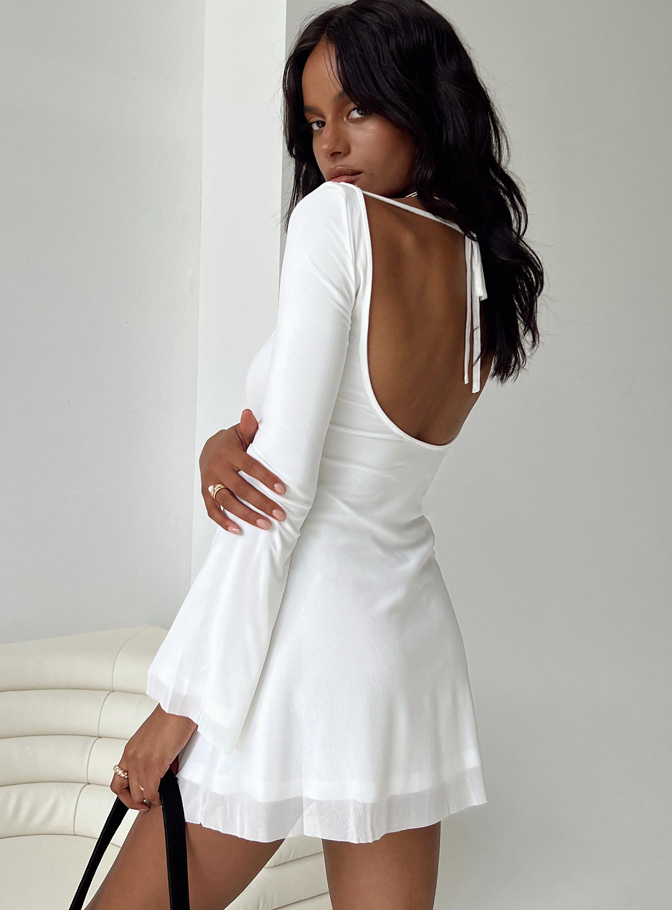 Lukea Long Sleeve Mini Dress White - Image 5
