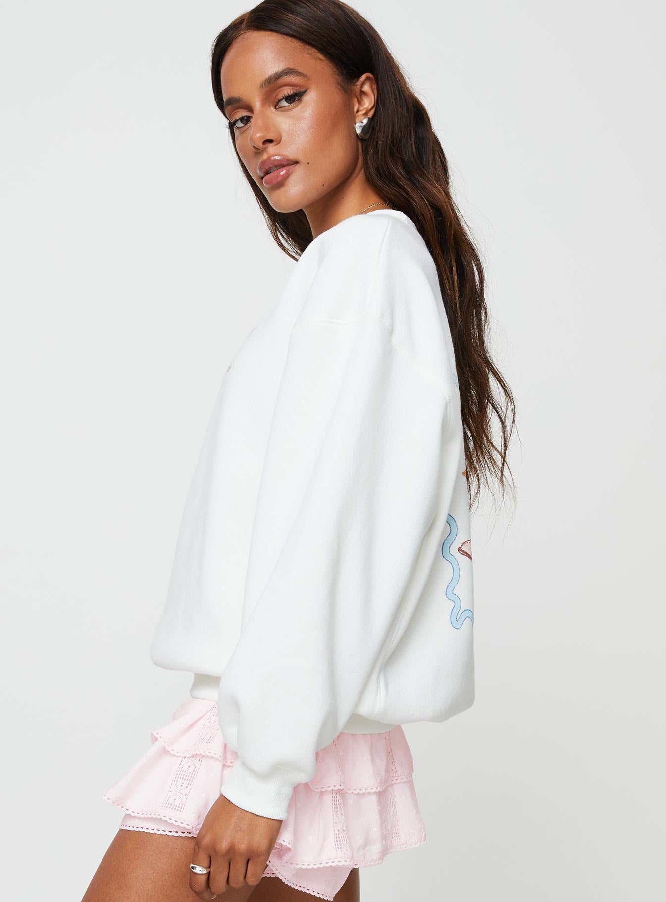 Roped In Crew Neck Sweatshirt White - Image 4