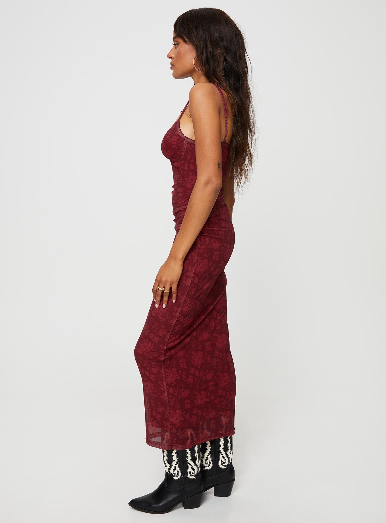Cotter Maxi Dress Burgundy Floral - Image 6