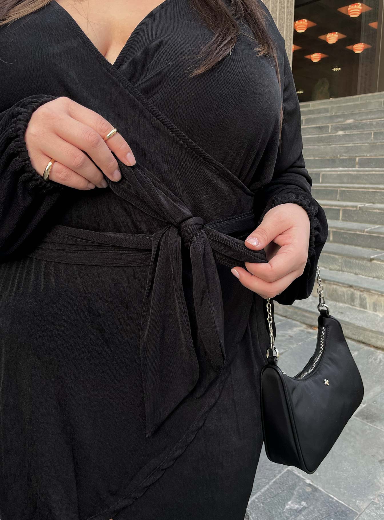 Party Time Mini Dress Black Curve - Image 3