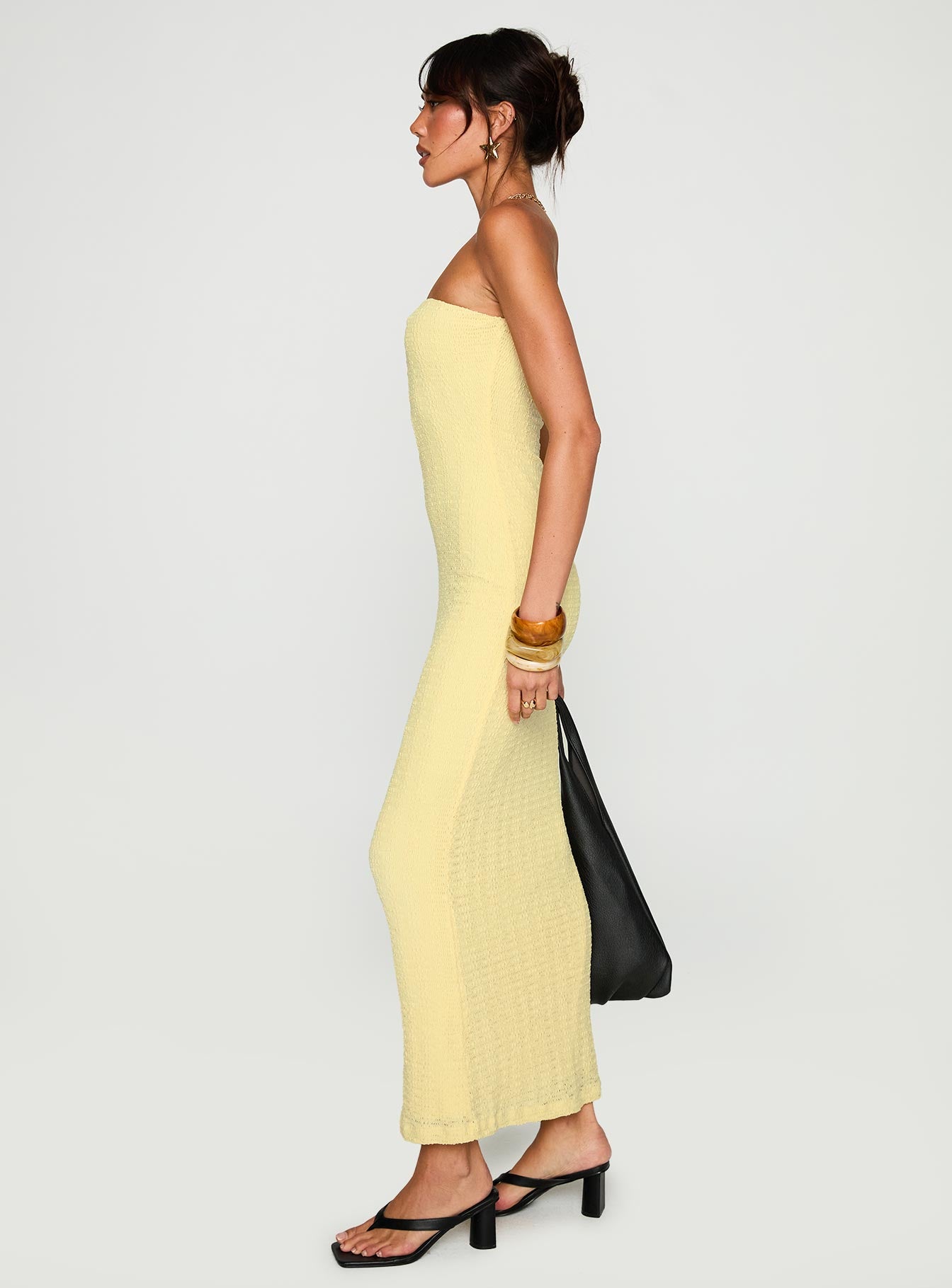 Saijana Strapless Maxi Dress Lemon - Image 3