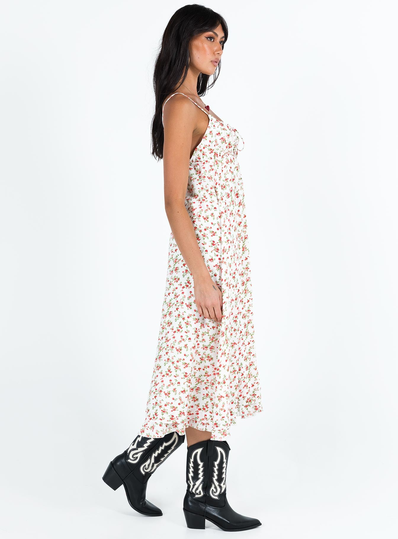 Empress Of Love Maxi Dress White / Red Floral - Image 4