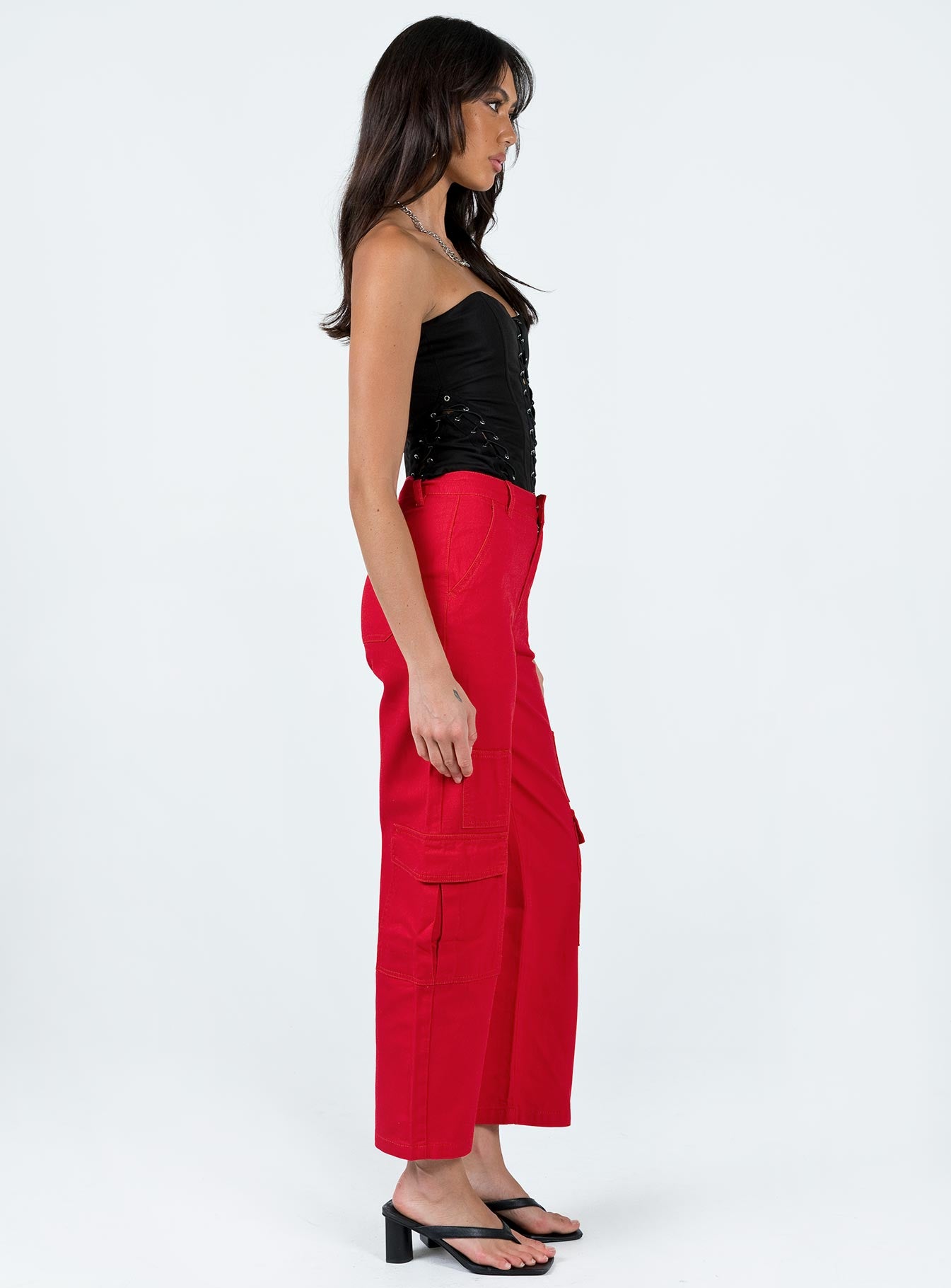 Schafer Wide Legs Jeans Red - Image 3