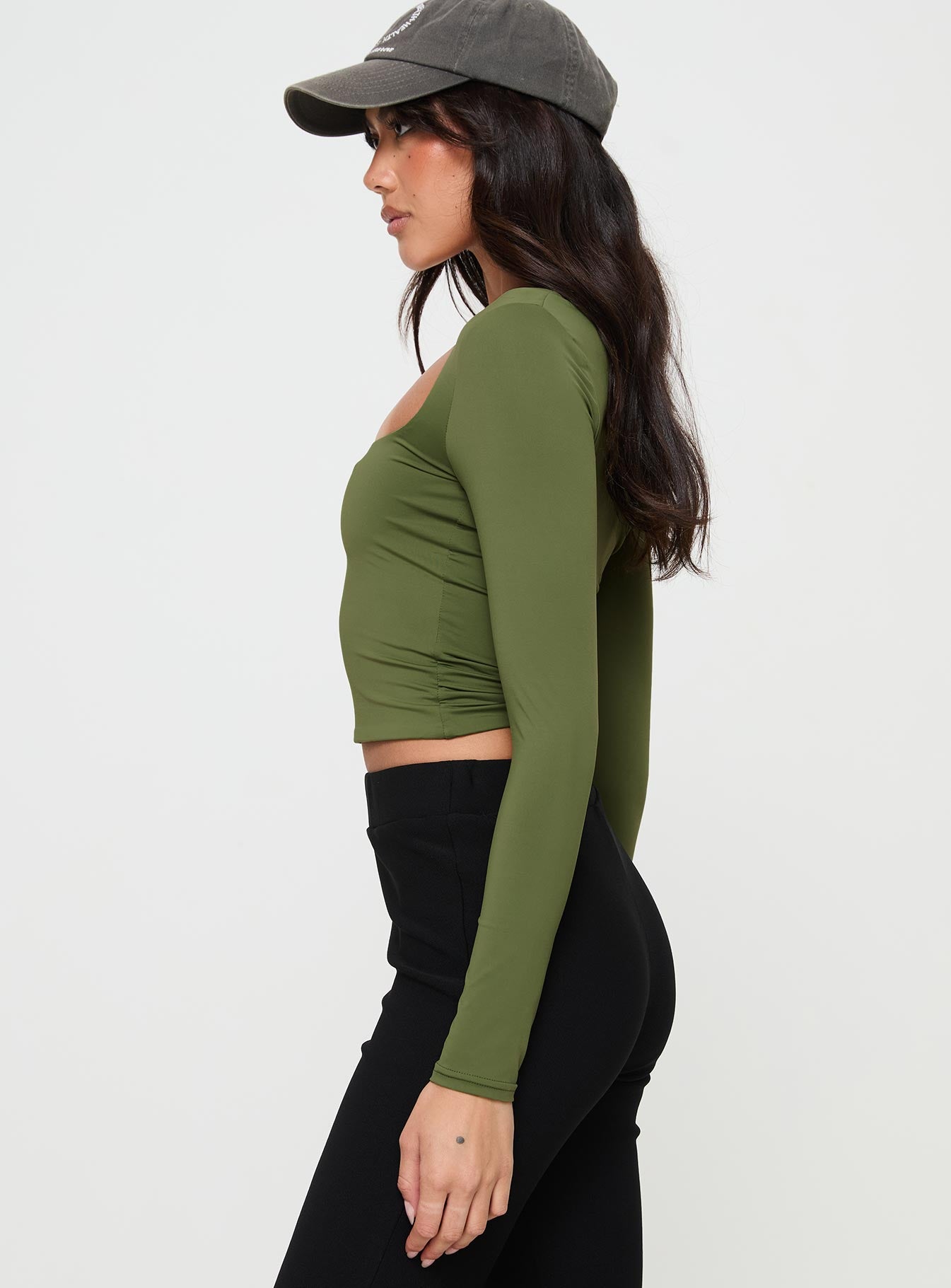 Back In Time Long Sleeve Top Olive - Image 4