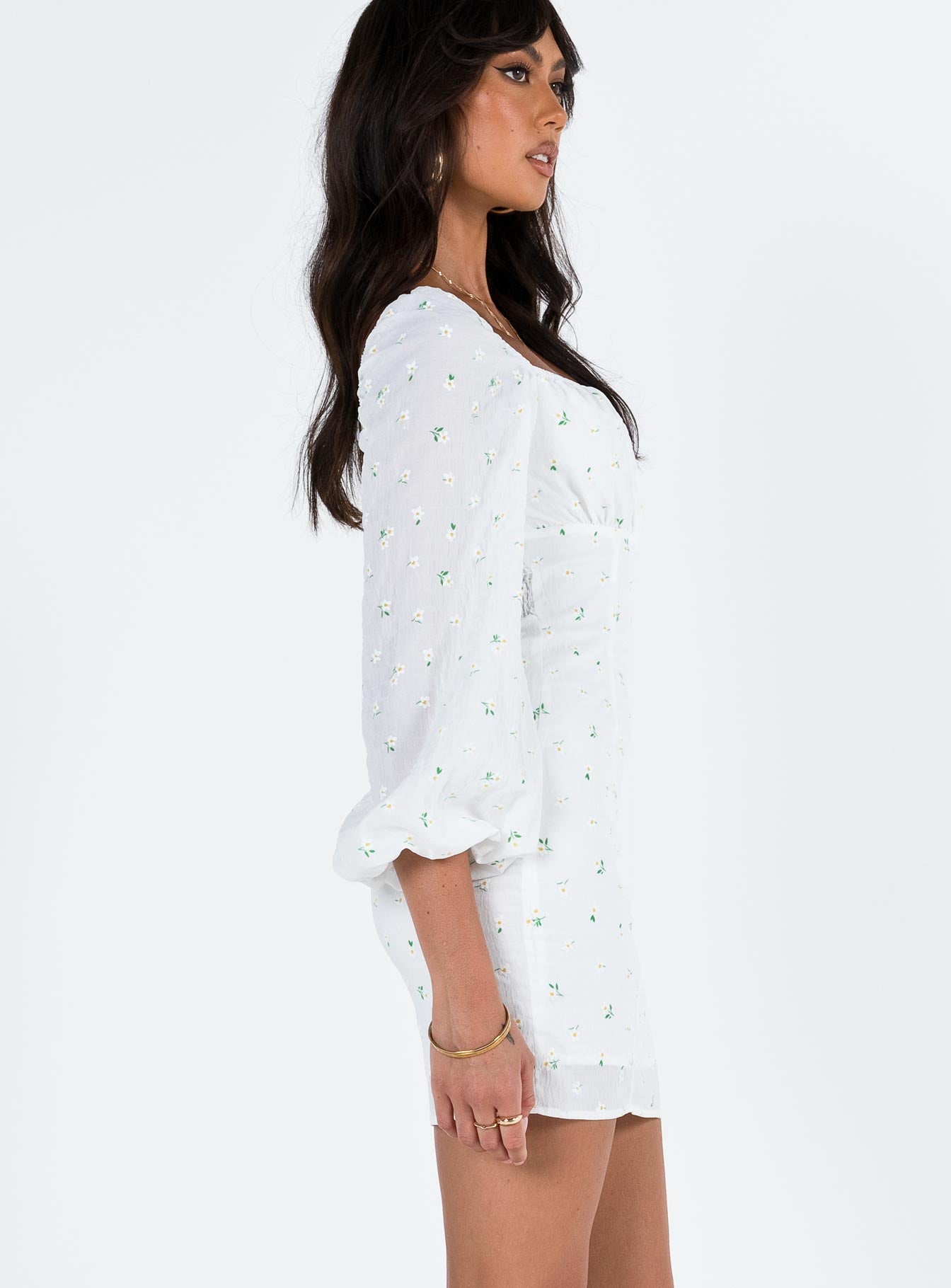 Napier Long Sleeve Mini Dress White - Image 4