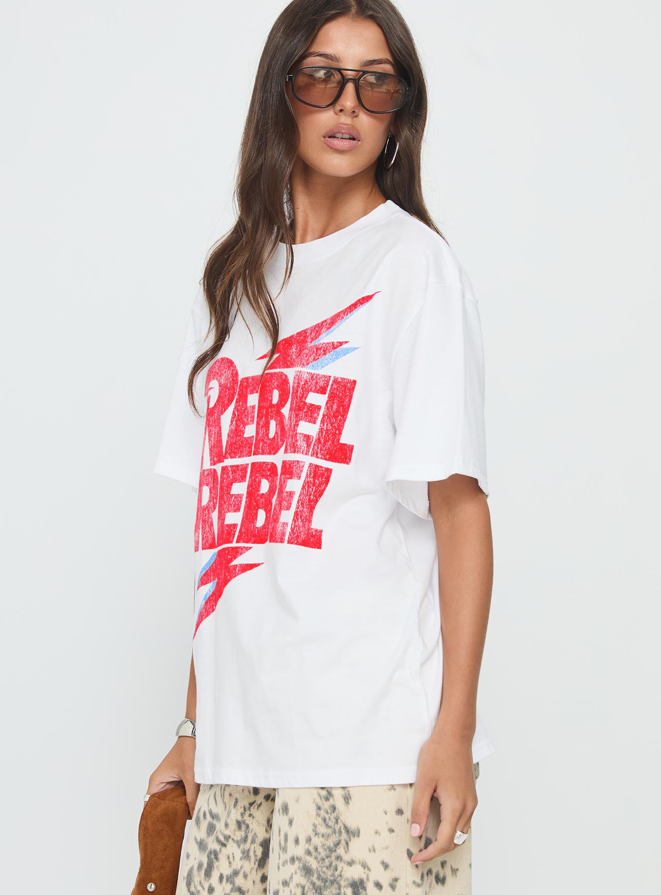 Rebel Rebel Oversized Graphic Top White - Image 4