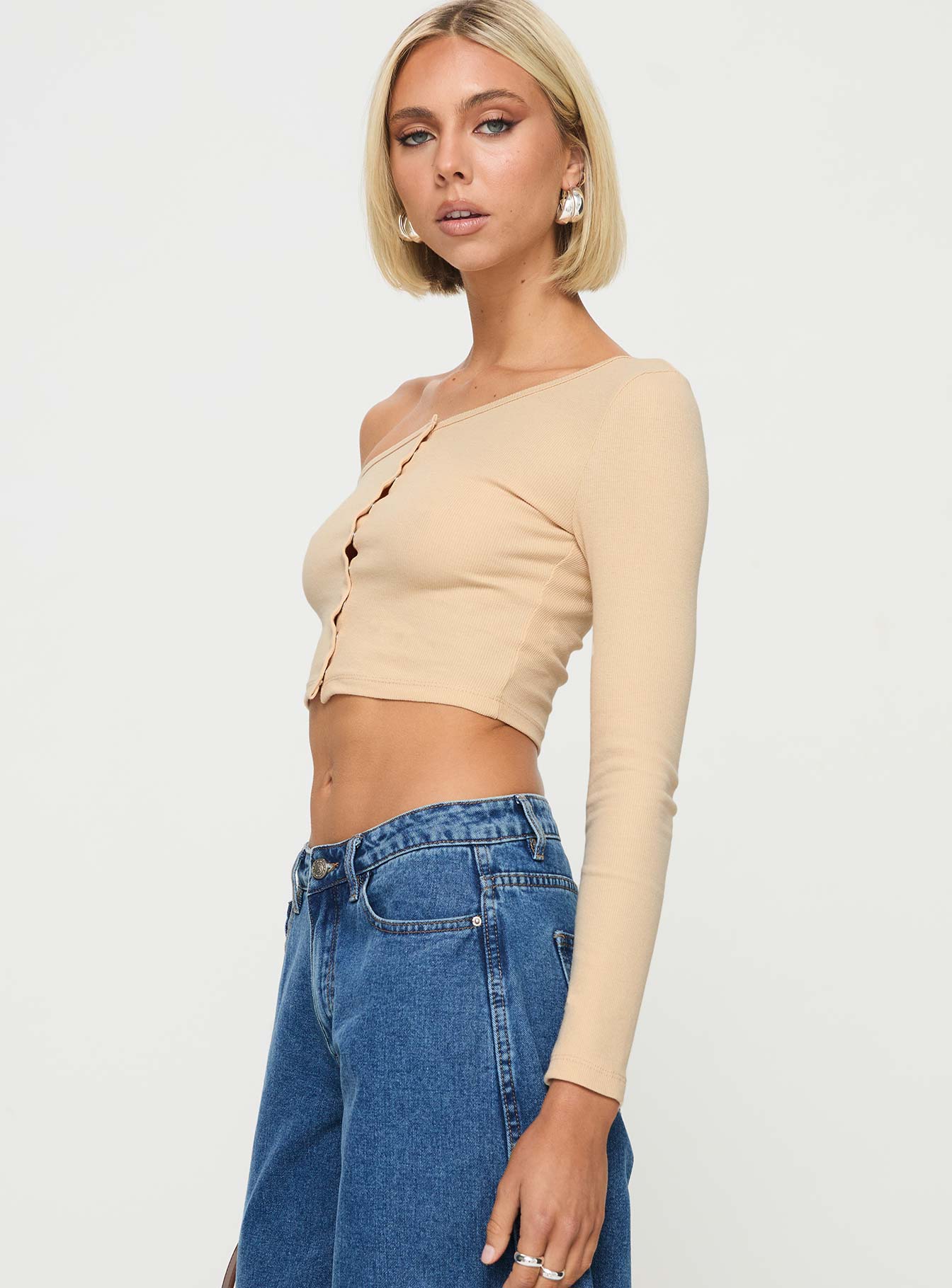 Hisie One Shoulder Top Beige - Image 3