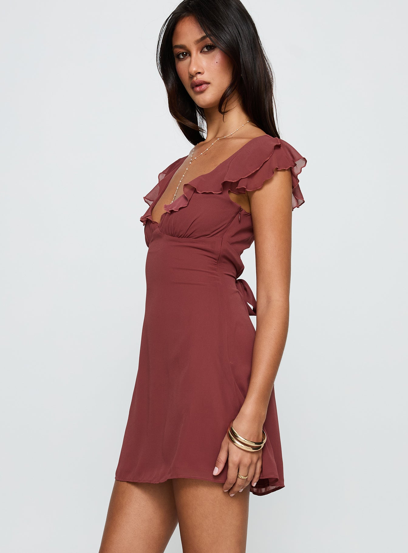 I Guess So Mini Dress Currant - Image 2