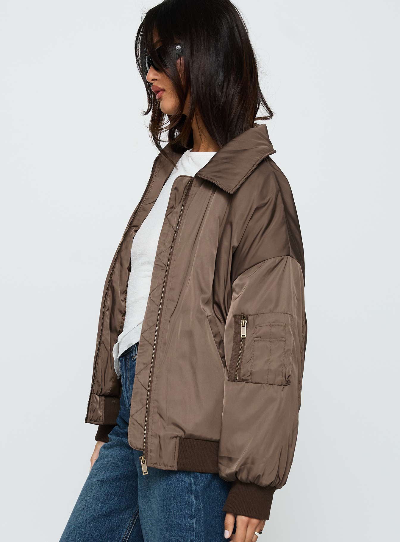 Say Less Bomber Jacket Dark Brown - Image 4