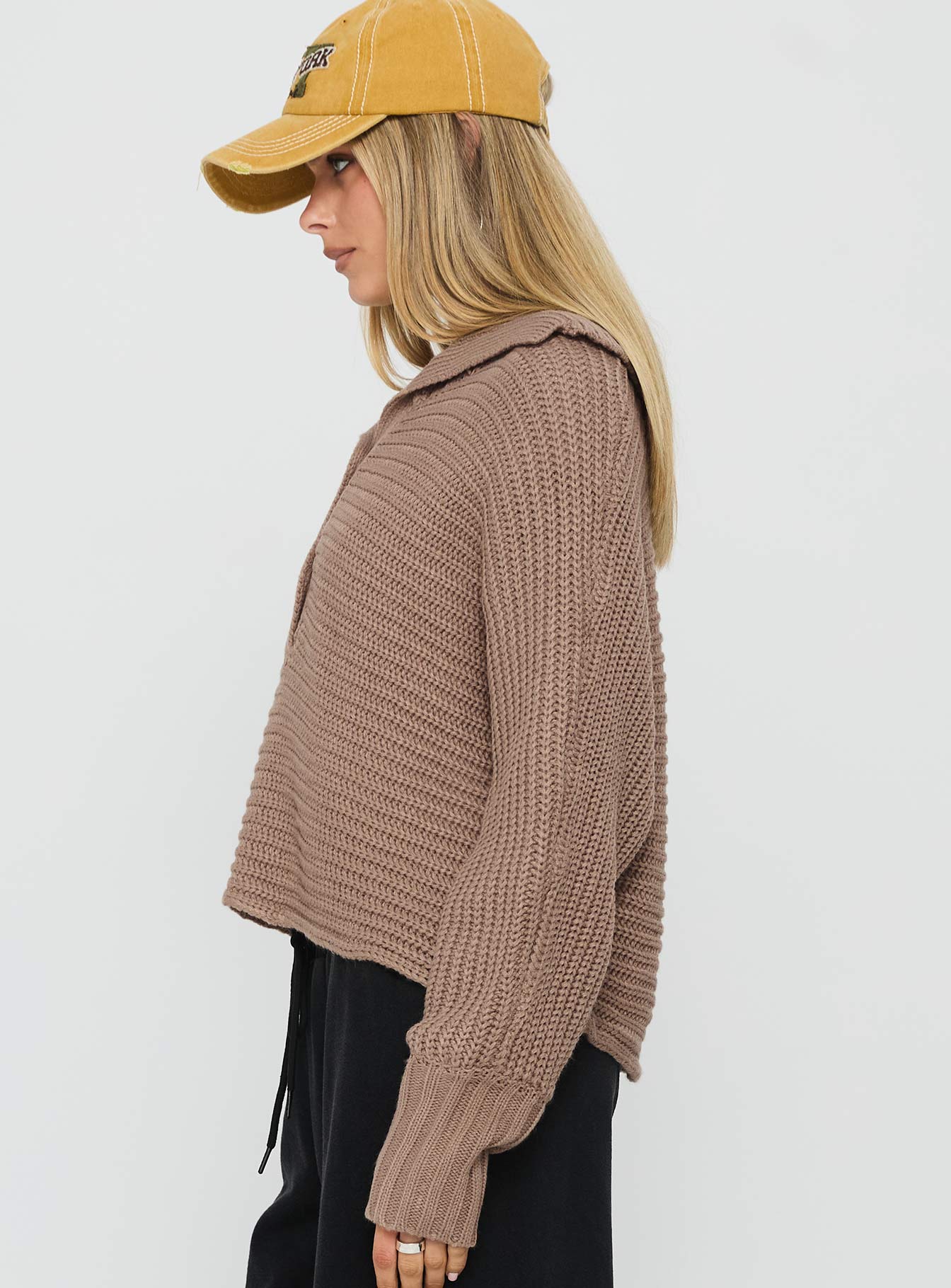 Praiano Button Front Collared Sweater Latte - Image 4