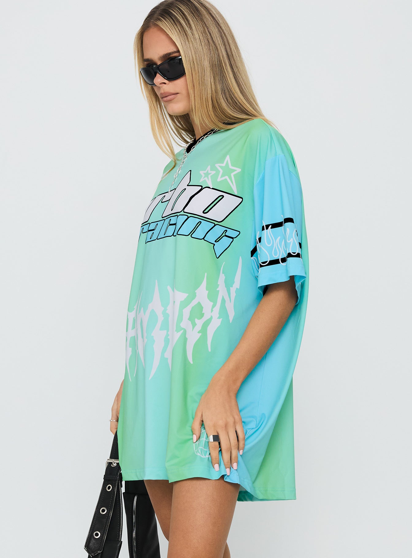 Turbo Champion Moto Jersey Top Blue / Green - Image 3