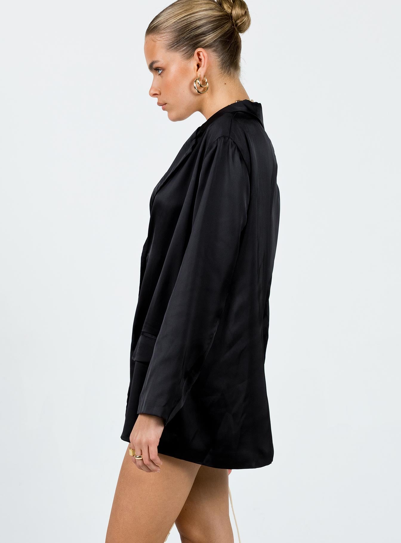 Toddy Satin Blazer Black - Image 4