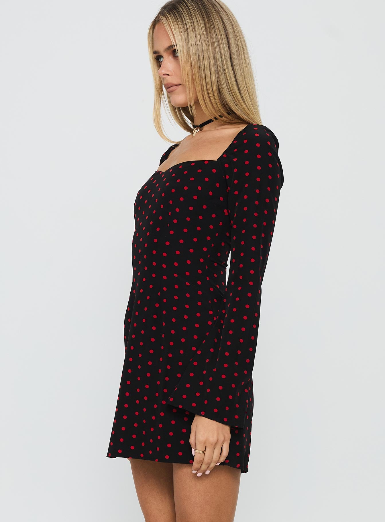 Addisen Long Sleeve Mini Dress Polka Dot - Image 4
