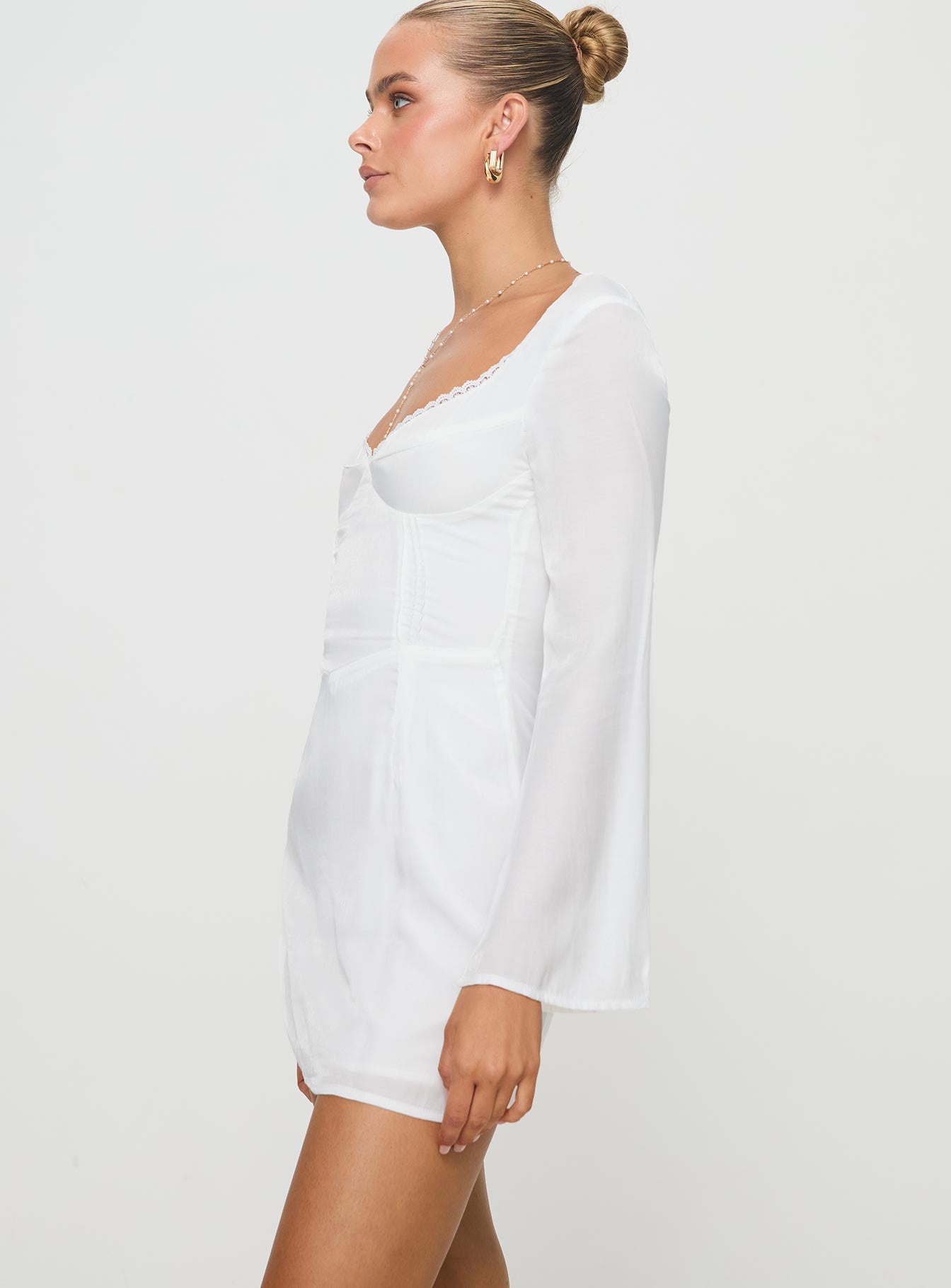 Lyna Long Sleeve Mini Dress White - Image 4