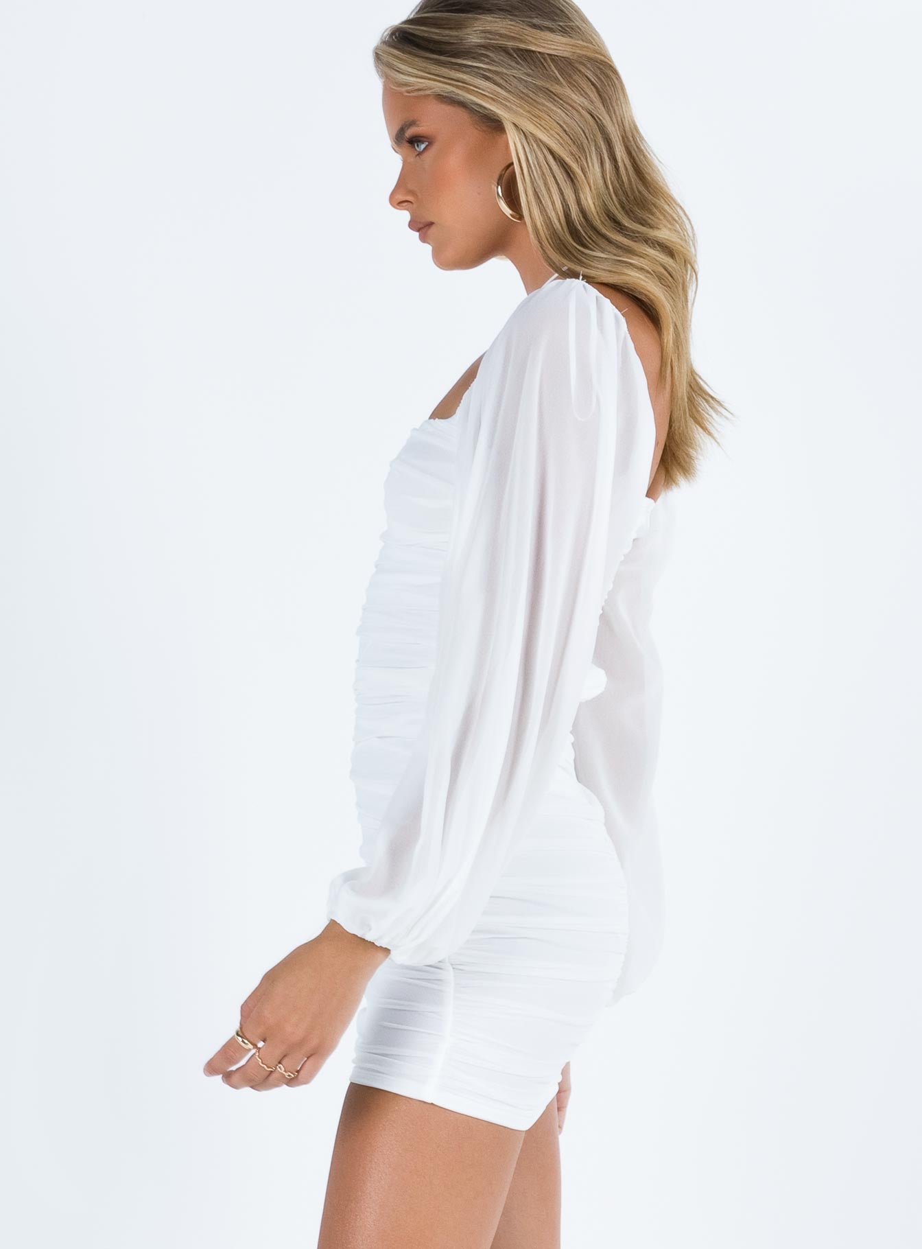 Joslyn Long Sleeve Mini Dress White - Image 4