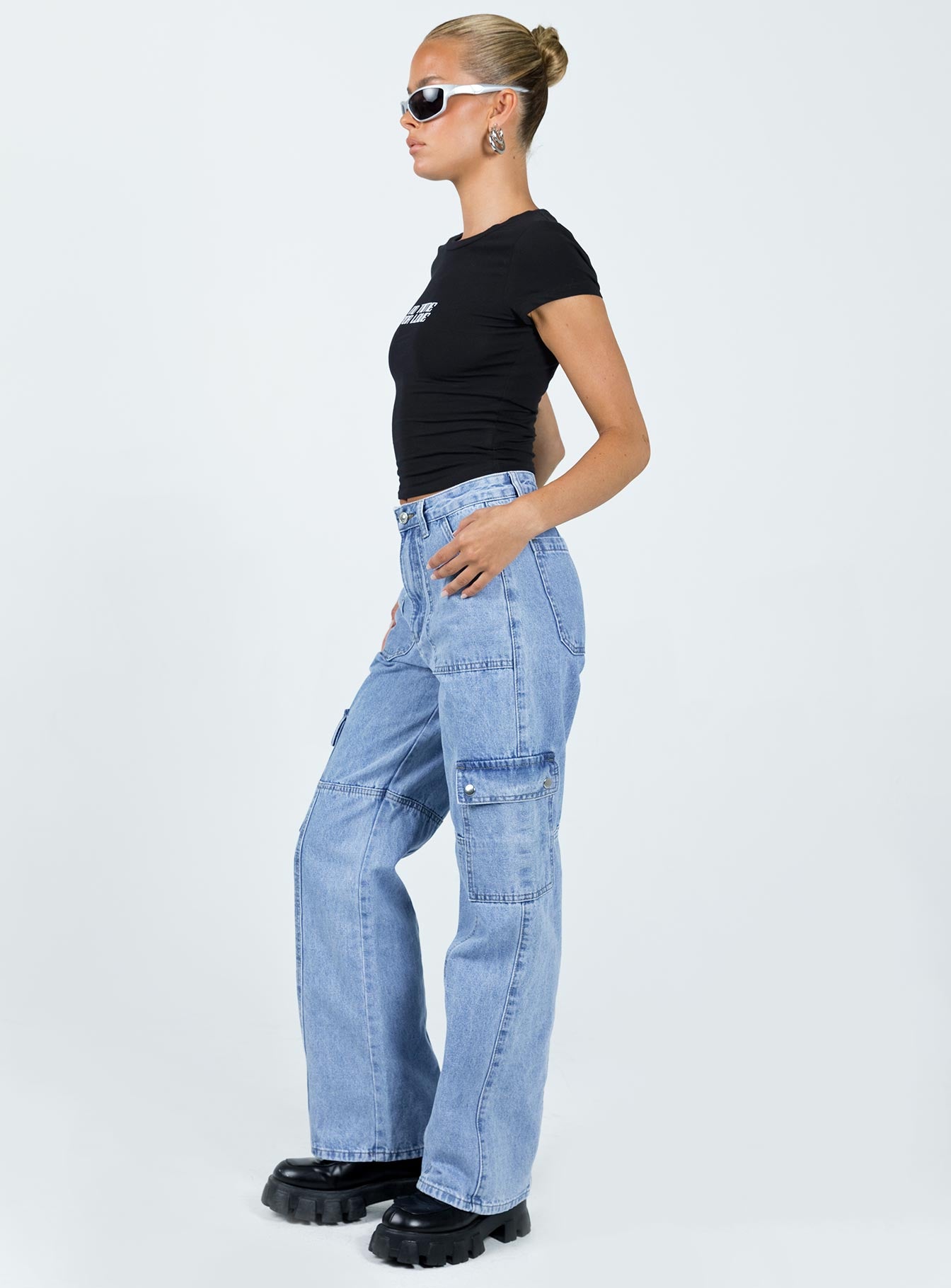 Vincent Cargo Jeans Mid Wash Denim - Image 3