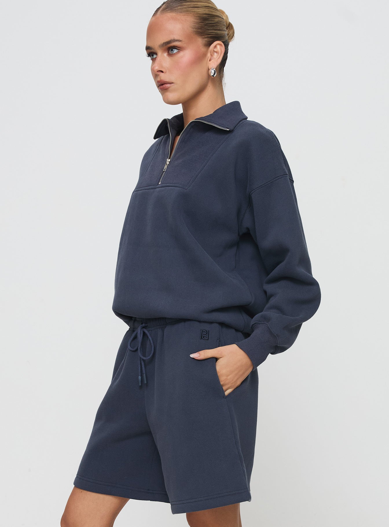 Dream Fleece Quarter Zip Sweatshirt Navy - Image 4