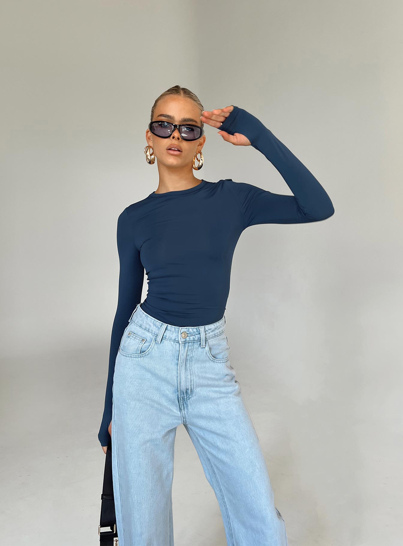 Farro Long Sleeve Top Navy - Image 2