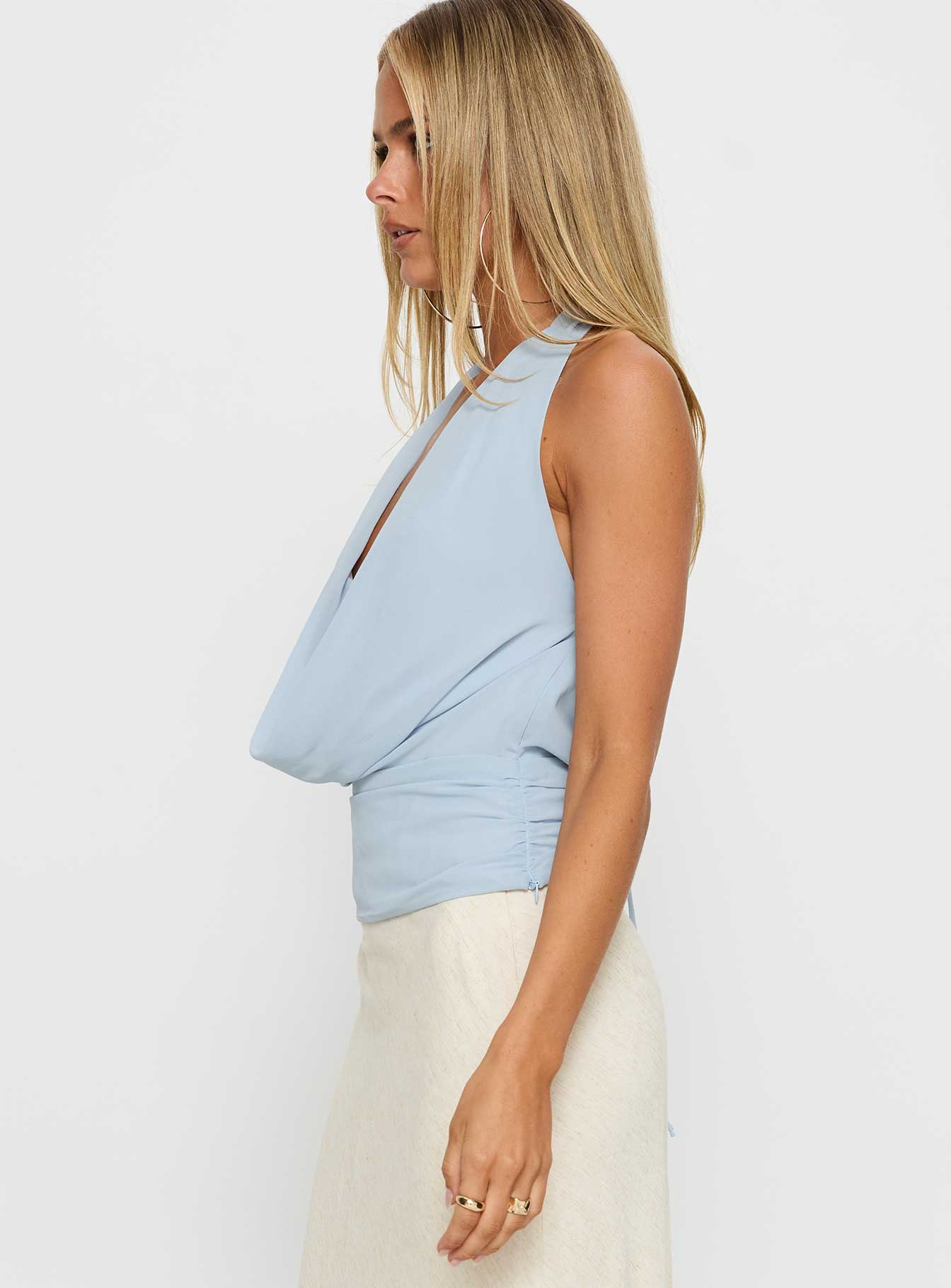 Treat You Better Plunge Hardware Detail Top Blue - Image 4