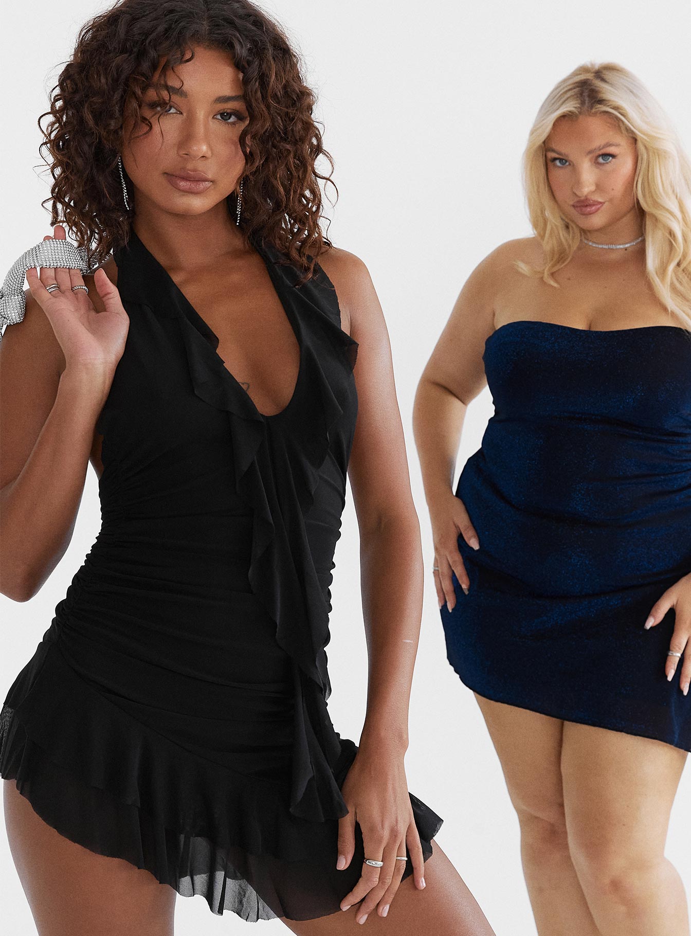 Gina Asymmetric Mini Dress Black - Image 3