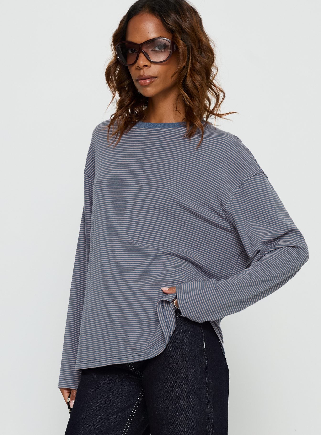 Avriana Long Sleeve Top Blue Stripe - Image 3