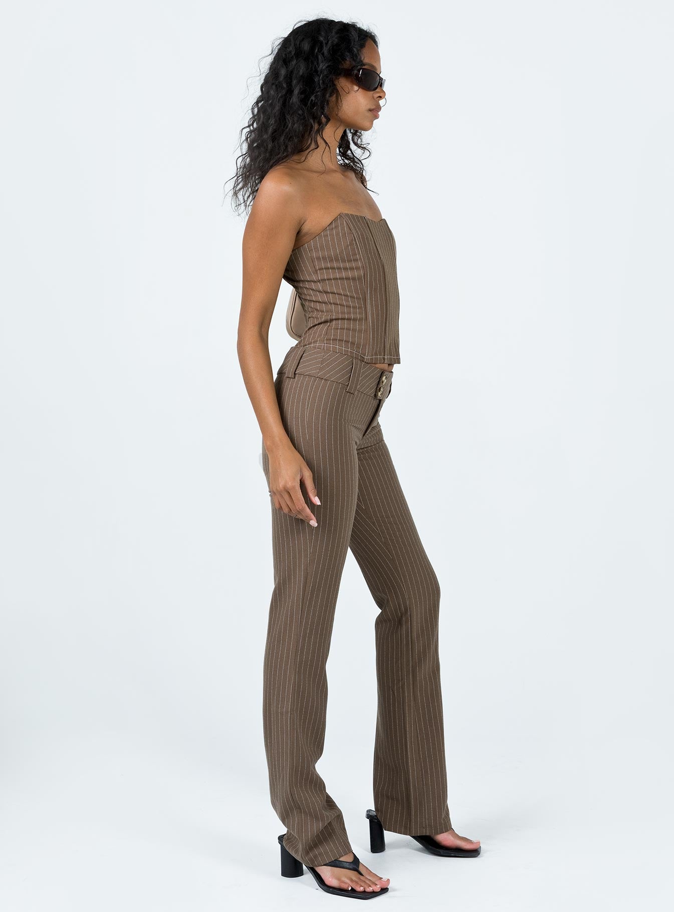 Motel Navida Trouser Pinstripe Brown - Image 4