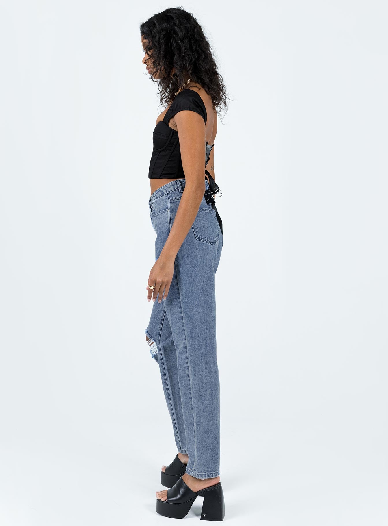 Unofficial High Waisted Mom Jean Light Wash Denim - Image 3