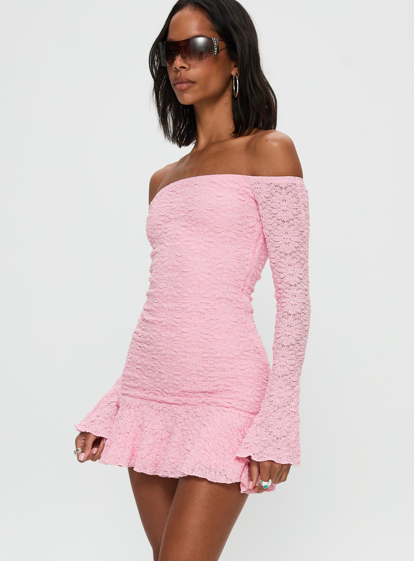 Vancesca Long Sleeve Mini Dress Pink - Image 4