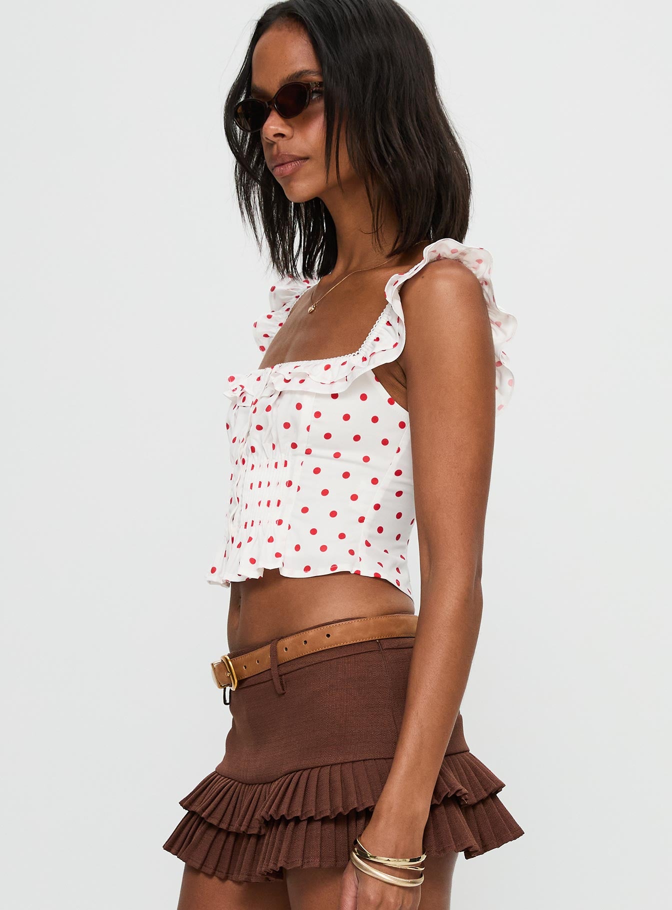Isadoria Frill Top White / Red Polka - Image 4