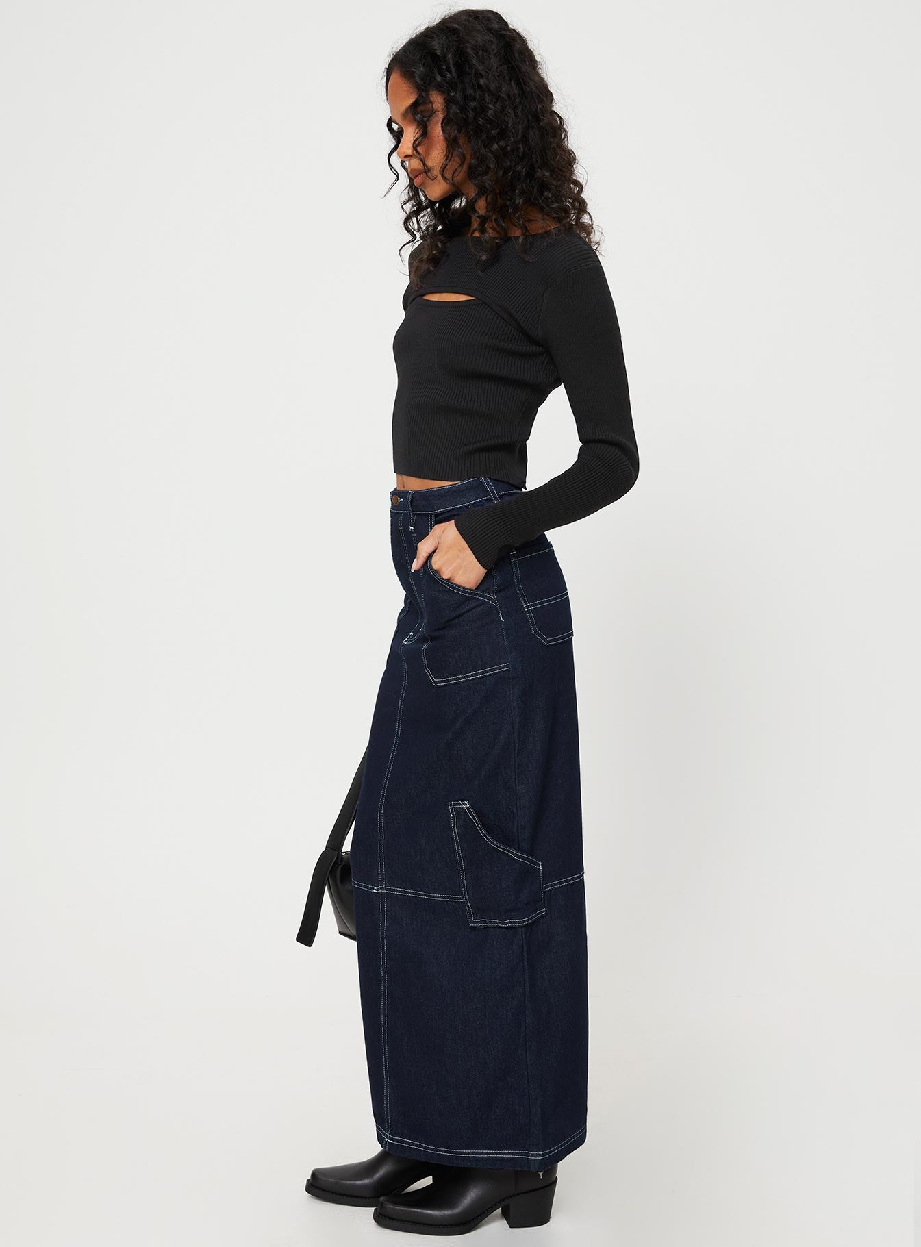 Vine Maxi Skirt Blue - Image 4