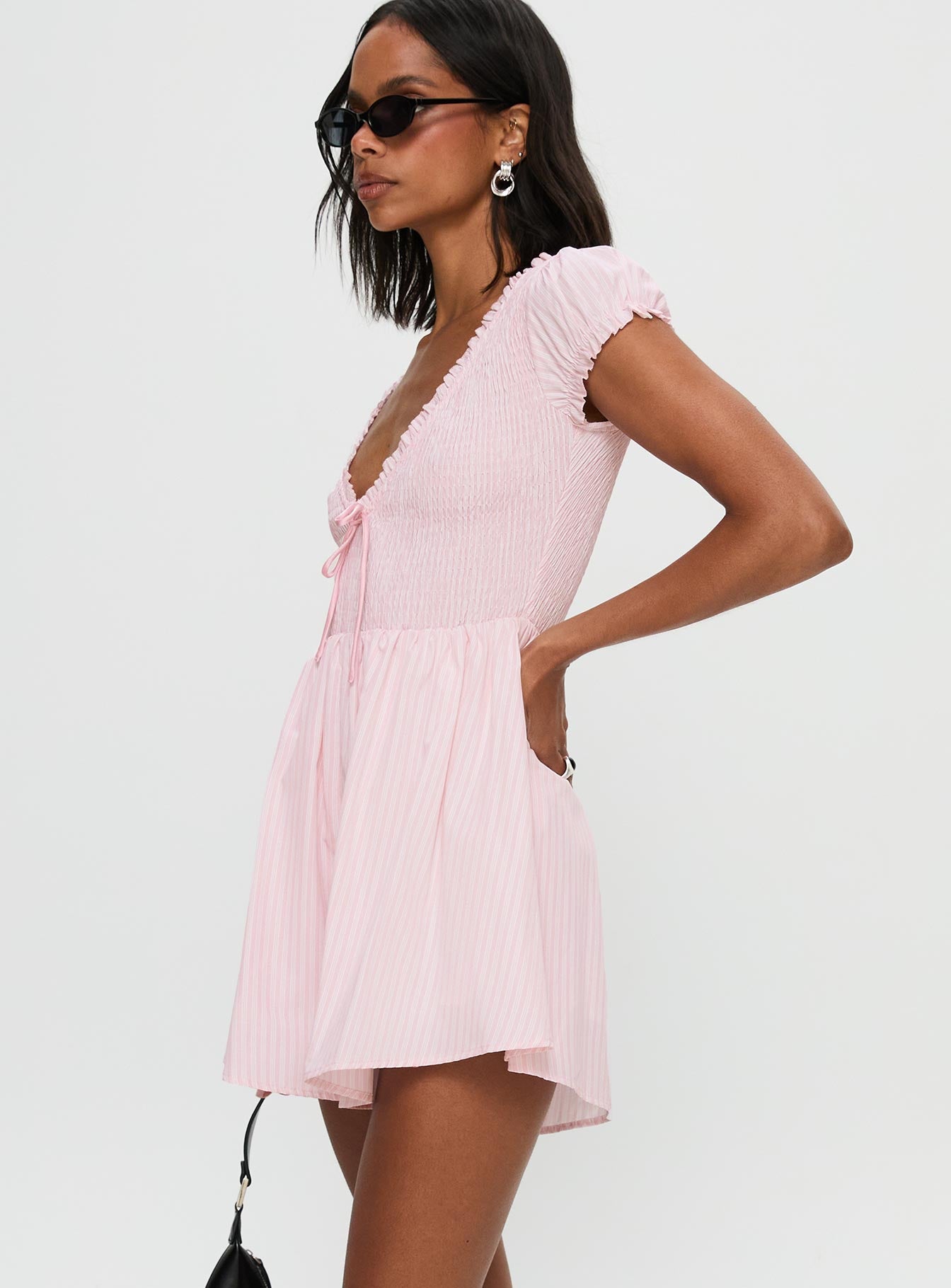Wescott Stripe Playsuit Pink / White - Image 4
