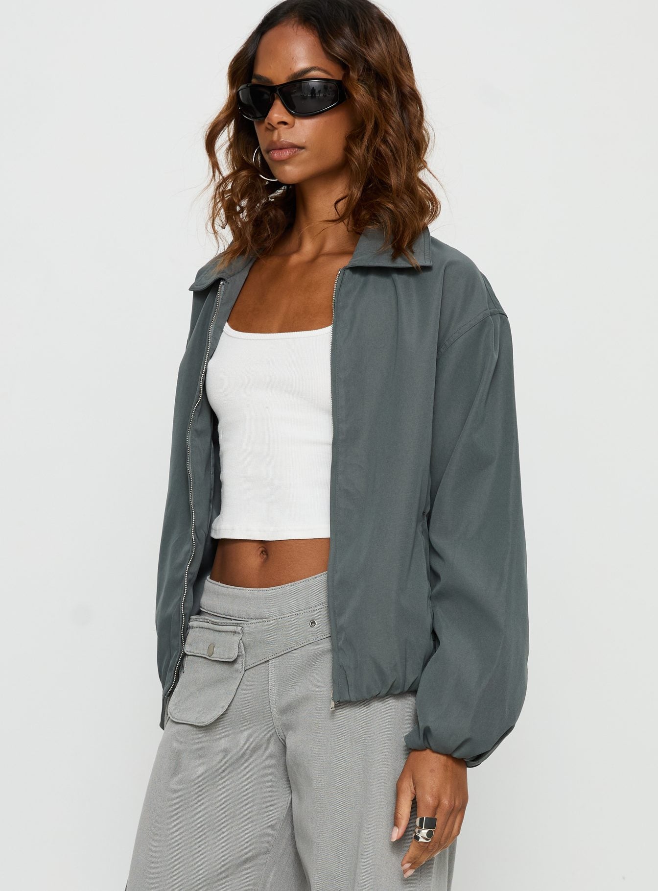 Donetta Collared Jacket Charcoal - Image 3