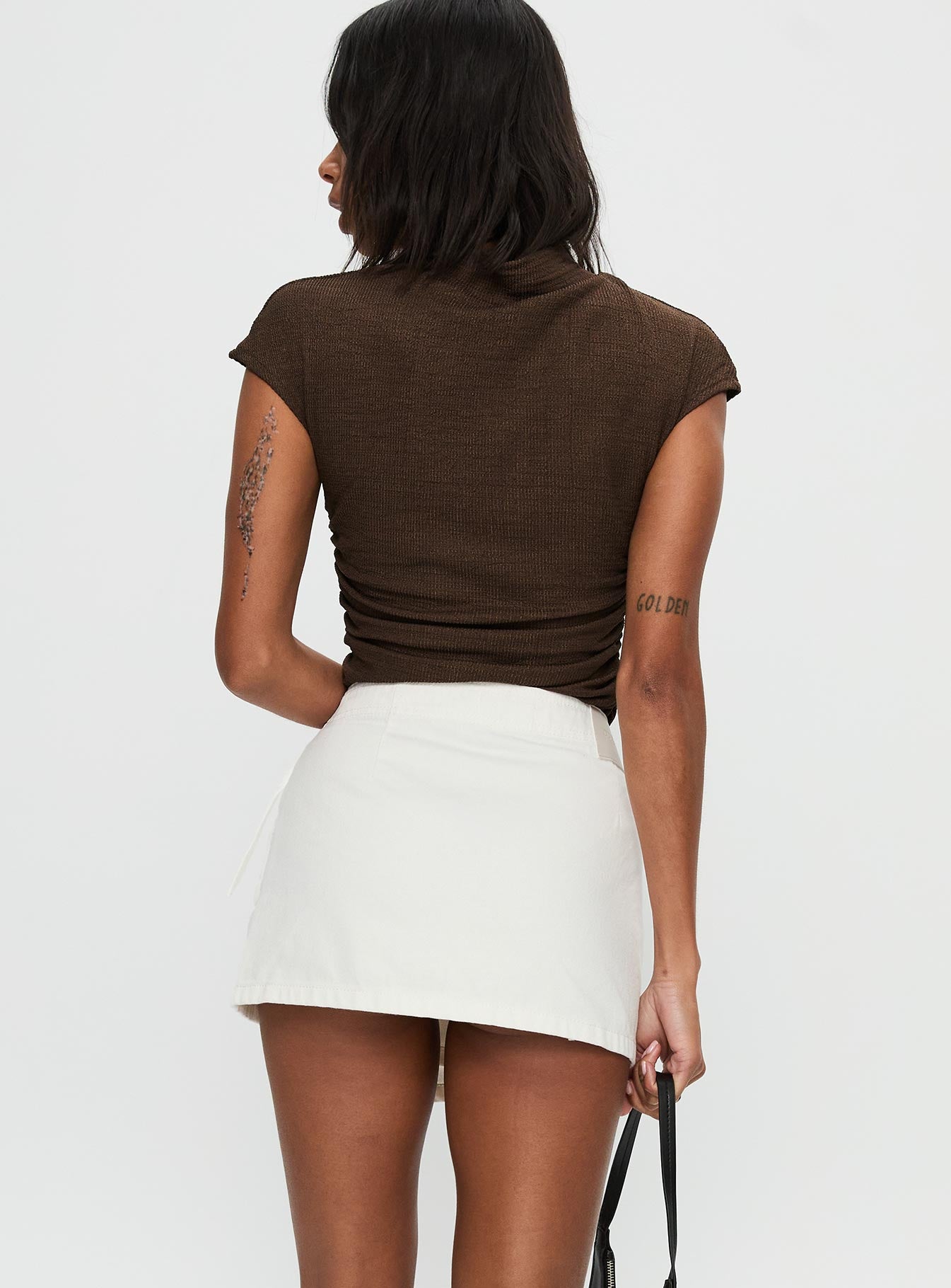 Elinora Wrap Mini Skirt White - Image 5