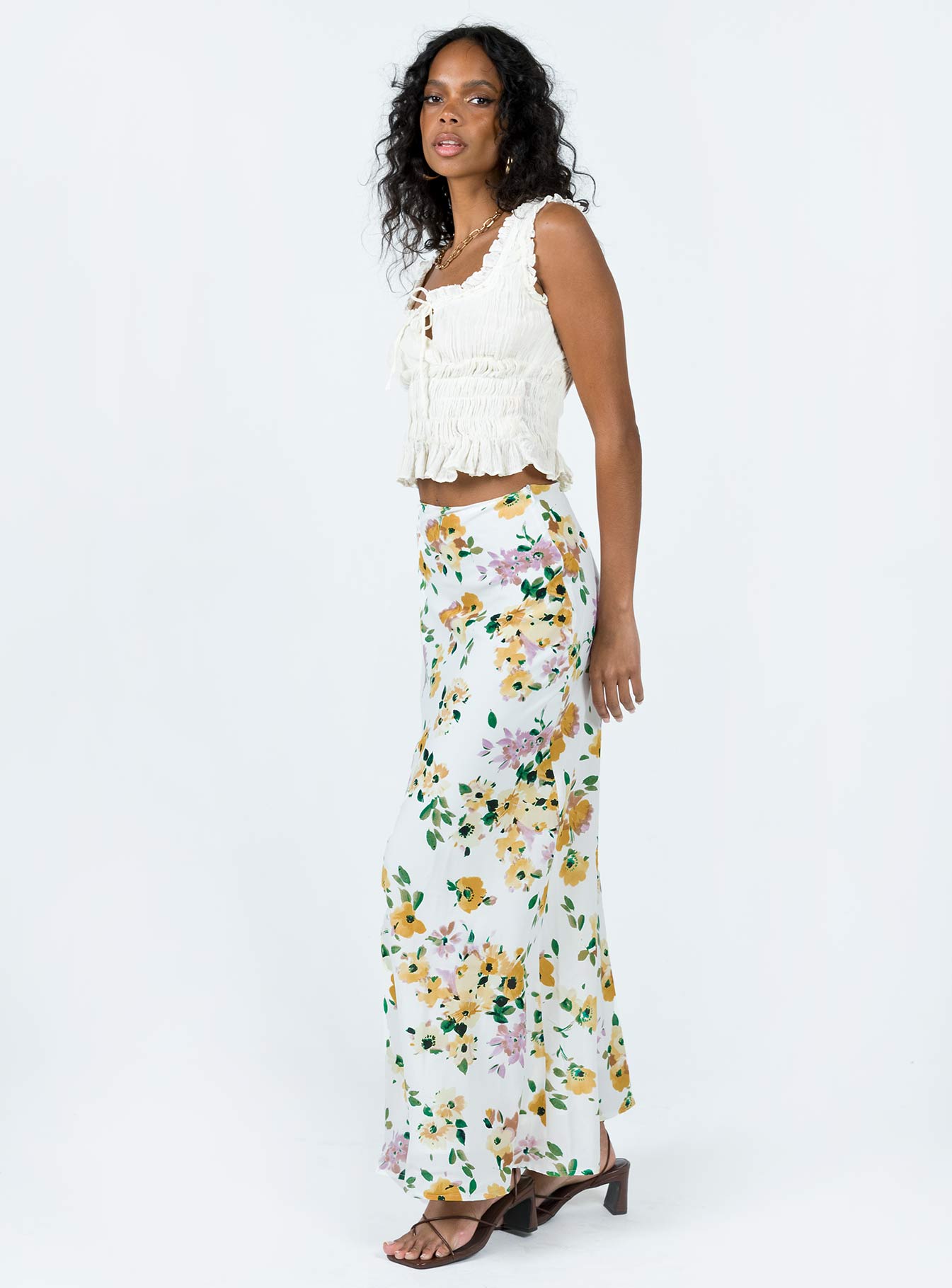 Thyme Maxi Skirt White Floral - Image 4