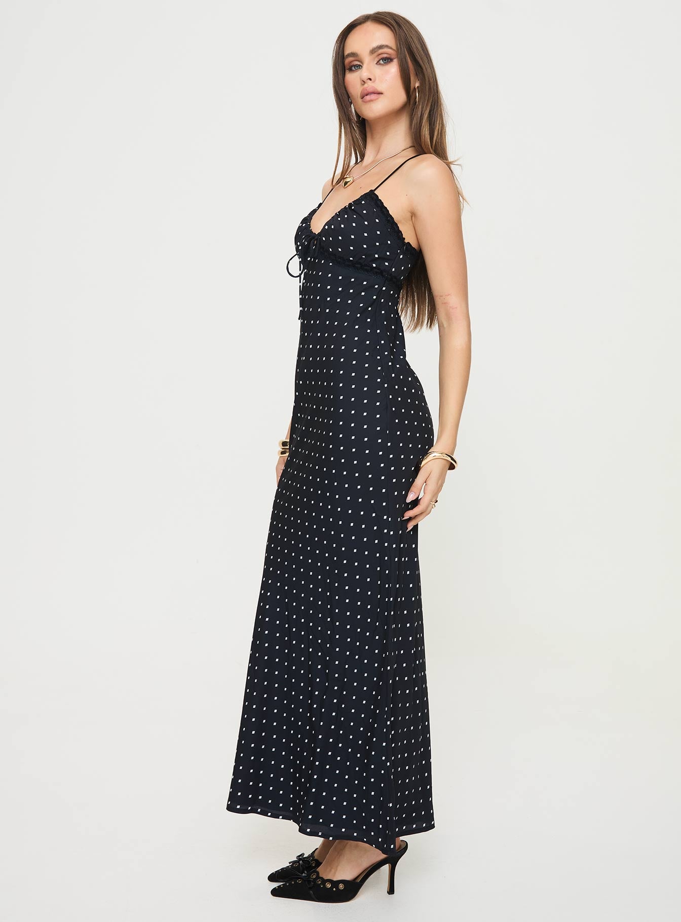 Emily Maxi Dress Black Polka Dot - Image 4
