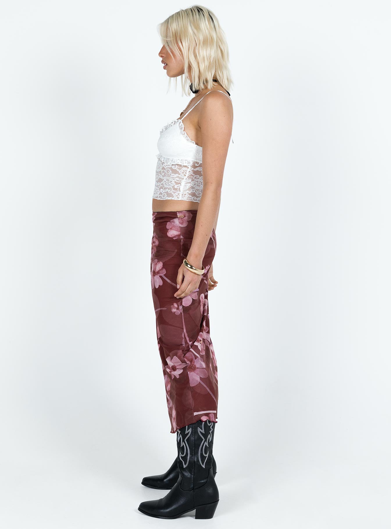 Lassie Midi Skirt Purple Floral - Image 4