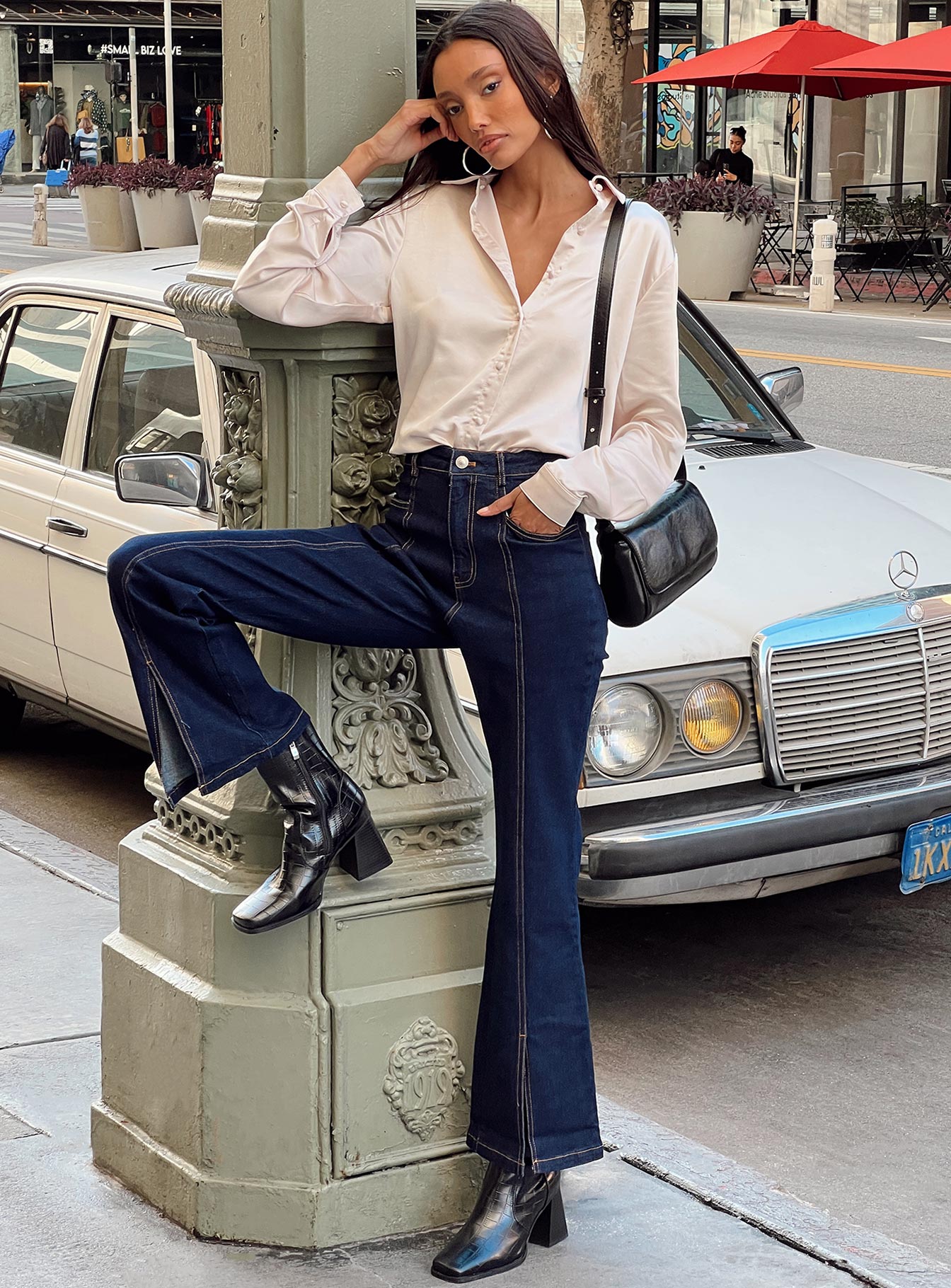 Johnny Flare Dark Wash Jeans Denim - Image 7