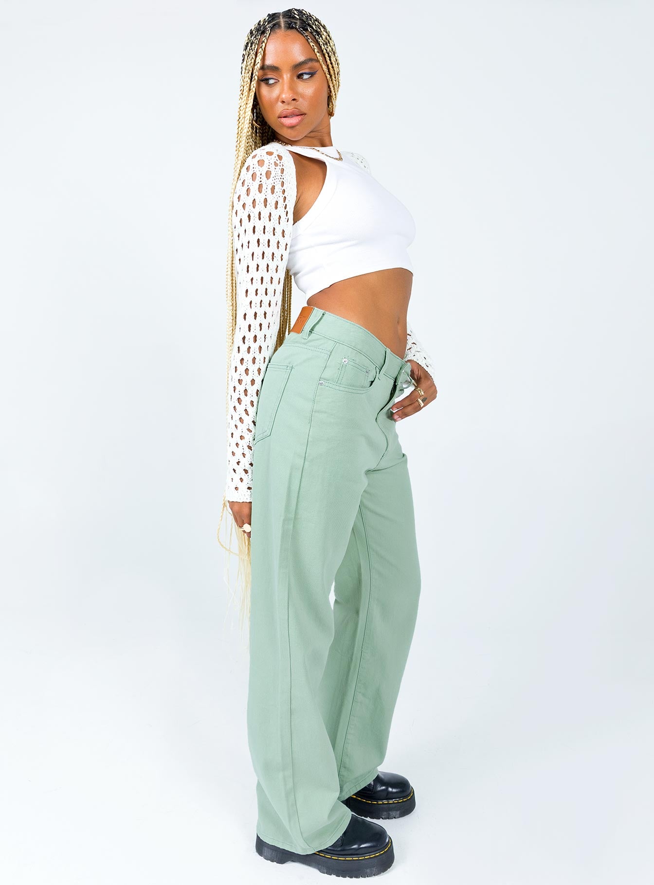 Lester Mom Jeans Sage Green - Image 3