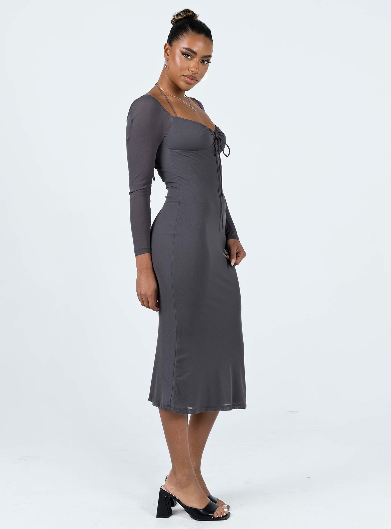Fowlers Long Sleeve Midi Dress Slate - Image 3