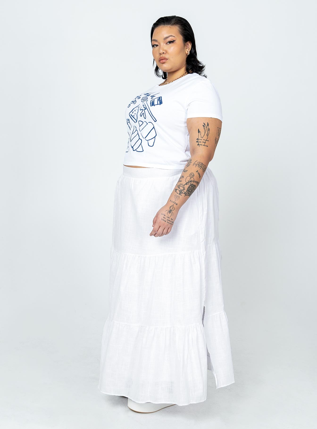 Korban Maxi Skirt White Curve - Image 4