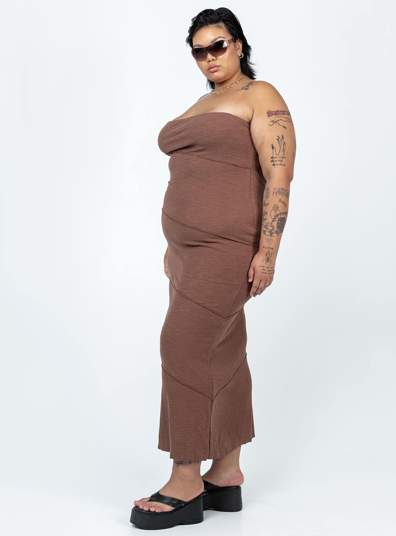 Oscar Midi Dress Brown Curve - Image 4