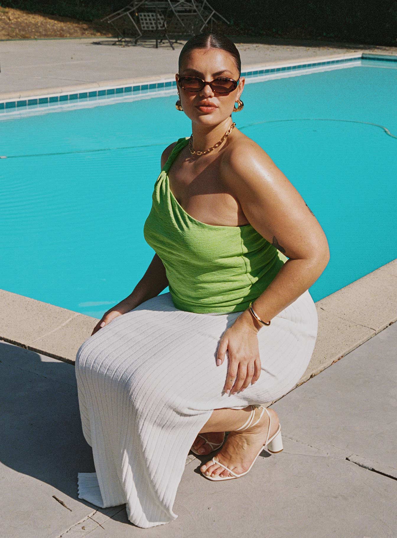 Santorini Knit Maxi Skirt White Curve - Image 3