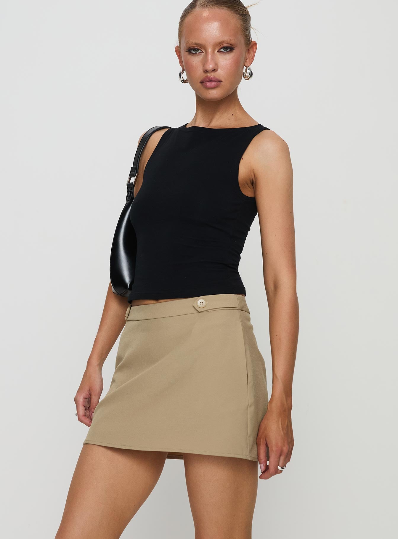 Hosier Twill Mini Skirt Taupe - Image 4